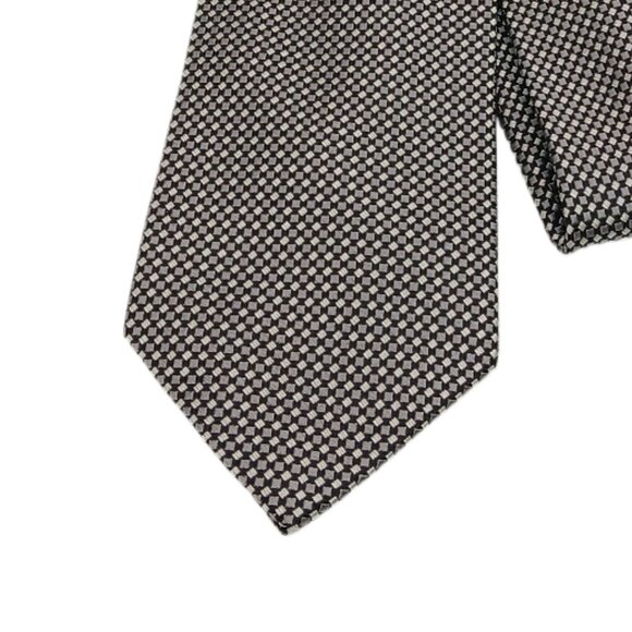 Izod Silk Tie Men’s 60” Gray Navy Woven Geometric Wedding Career Classic New - Picture 1 of 3
